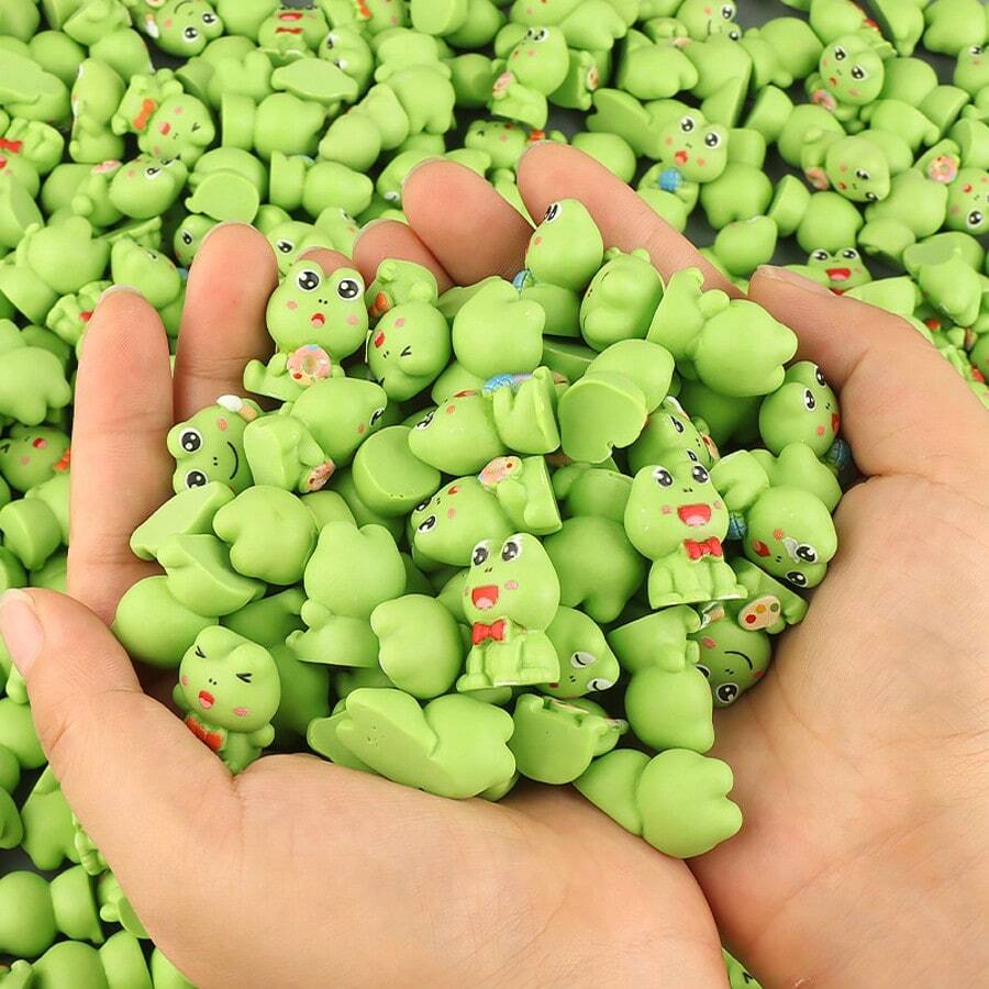 20只/10只/1只迷你绿色塑料青蛙，小青蛙摆件，迷你青蛙，可藏于仙女花园、微型娃娃屋、家居装饰，派对青蛙装饰品（款式随机） - 綠色 - 查看 1