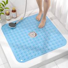 HITSLAM Shower Bathtub Mat Non Slip, 24inchx 24inch Bath Mat For Tub, Soft PVC Shower Mats For Inside Shower With Suction Cups And Center Drain Hole, Machine Washable Bathroom Floor Mat, Blue{Inchcolor_nameinch:InchBlueinch,Inchsize_nameinch:Inch24\Inchx24\Inch(Square)Inch} - 藍色 - 查看 1