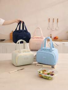 Dixiu定制高性价比便携大容量保温午餐包，专为上班族和野餐设计。便携式涤纶保温可重复使用午餐包，带拉链，防水、隔热，可作食品容器，儿童字母图案，可重复使用，用于打包餐食、野餐保温、手提袋、儿童保温午餐包。 - 彩色 - 查看 3