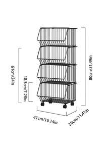 Practical Plastic Rolling Cart With Swivel Wheels, Storage Shelving Unit, Utility Cart With Handle, Multi-Purpose Movable Storage Organizer For Kitchen, Office, Living Room, Bathroom, Snacks And Toys, Ideal For Home And Office Organization, Holiday & Kids Gift - Multicolor - View 8