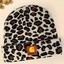 1pc Leopard Bohemian Party Casual Lovely Elegant Retro Street Palace Style Jacquard Leopard Print Spring, Autumn And Winter New Autumn And Winter Leopard Print Jacquard Knitted Warm Hat Female Hooded Wool Hat Without Brim - A - View 14