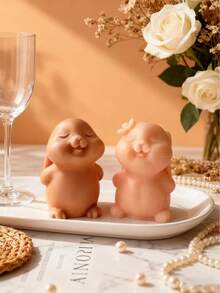 可爱兔子蜡烛模具，小兔子耐热硅胶模具，适用于DIY香薰蜡烛、装饰兔子香薰石、树脂浇铸等，用途广泛，可用于节日庆典、家居装饰、冥想、新年礼物、冬季主题派对，易于清洁且可重复使用。 - 白色 - 查看 2