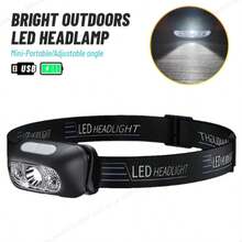 Rechargeable Sensor Dimming Fishing Headlamp - 180° Adjustable Angle + Motion Sensor, Suitable For Night Fishing, Camping, Running, Hands-Free Control, Outdoor Gear, Night Fishing Essential, Camping Light, Running Headlamp, Emergency Lighting, Repair Work - Multicolor - View 1