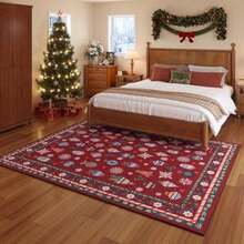 Rugcomf - Alfombra para sala de estar, 6 x 9 pulgadas, lavable a máquina, estilo bohemio, antideslizante, floral, clásico, de pelo bajo, alfombra grande para sala de estar, recámara, granja, comedor,(9' x 6' (Rectangular) Navidad copo de nieve rojo) - Tipo 2 - Ver 3
