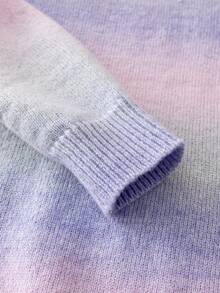 女孩可爱渐变色针织套头衫，适合春秋冬季休闲穿着 - 紫色 - 查看 5