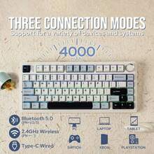 AULA F75 三模式可定制机械键盘,全热插拔 PBT 键帽,75% 紧凑布局,密封结构,RGB 背光,支持蓝牙/2.4G 无线/有线连接,适用于办公、游戏、电竞、台式机和笔记本电脑 - 彩色 - 查看 5