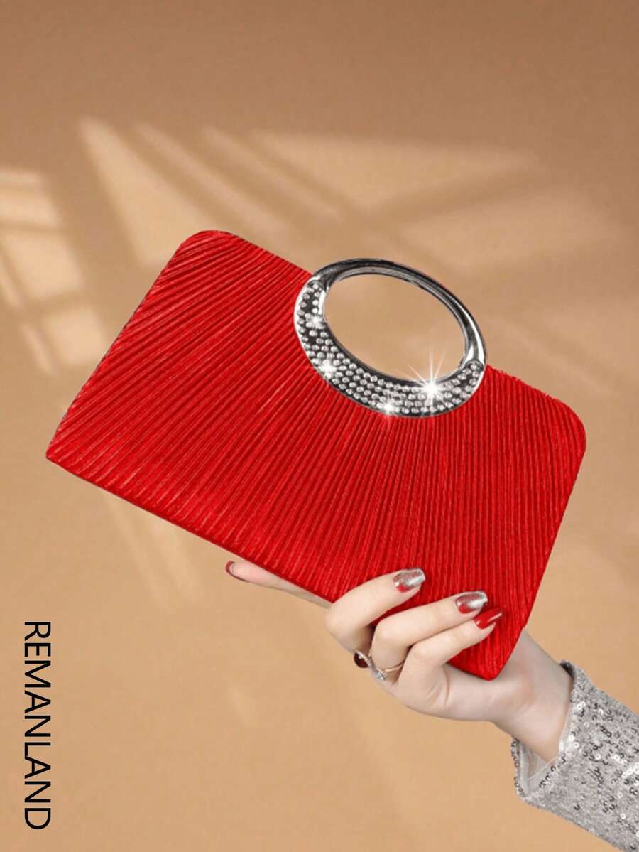 REMANLAND Sparkling, Radiant, Elegant And Charming, This Single Crystal-Embellished Fashionable Metal Clutch/Evening Bag Is Suitable For Ladies Attending Parties, Weddings, Galas And Other Occasions. This Evening Bag Is The Ideal Choice For Party Girls And Women, And Also Makes A Perfect Gift For The Female Recipient.