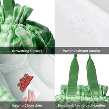 Lunch Bag For Women – Reusable Drawstring Insulated Lunch Box, Stain-Resistant & Water-Repellent Thermal Tote With Multi-Pocket Storage For Drinks, Snacks & Utensils, Easy-To-Clean EVA Lining, Premium Oxford Fabric & EPE Insulation, Spacious & Practical For Office, Work, Picnic, Travel & Camping, Ideal Christmas Gift For Friends, Family & Colleagues - 綠色網格 - 查看 5