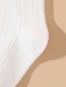 3 Pairs White Calf Socks, Cute Mid-Calf White Socks, Versatile Back To School Socks, Accessory Lace Socks, Princess Socks - White - View 4