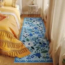 Rugcomf - Alfombra para sala de estar, 6 x 9 pulgadas, lavable a máquina, estilo bohemio, antideslizante, floral, clásico, de pelo bajo, alfombra grande para sala de estar, recámara, granja, comedor,(2'7" x 8' (Runner) Azul) - Tipo24 - Ver 5