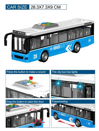 高品质校车玩具模型，带强劲的声光效果，双层巴士仿真玩具车，适合作为儿童礼物