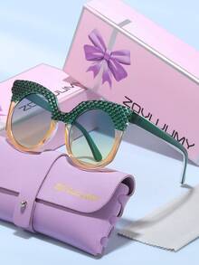 ZOVUJUMY Asymmetric Frame Decorative Gradient Glasses, Unique Patchwork Design Frames, Best Accessory Gift For Going Out, Pool Party, Bonfire Night - Multicolor - View 7
