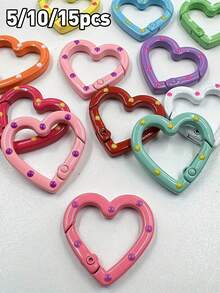 1/5/10 pièces Porte-clés en forme de cœur et de cercle de couleur aléatoire avec anneau ressort et fermoir mousqueton. Convient pour des scénarios comme leDIYe, la fabrication de bijoux, les accessoires scolaires et automobiles, la décoration, pour les passionnés d'artisanat, les créateurs de bijoux, les étudiants et les propriétaires de voitures