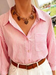 Monlansher New Fashion Women Leopard Pendant Necklace With Stainless Steel Heart Pendant, Lightweight Luxury Versatile Everyday Wear - Gold - View 9