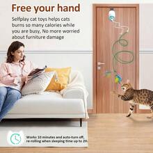 And Mylar Crinkle Balls Indoor Cats, Rechargeable Door Hanging Retractable Kitten String Toys, Electronic Self Teaser - 最初的 - 查看 4