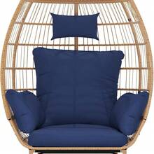 Paito - Tumbona de Gran tamaño, Silla de Mimbre de ratán de Huevo para Exteriores, Silla de balcón con Forma de Huevo de 500 Libras para Sala de Estar, balcón, Patio Trasero - Azul - Ver 7