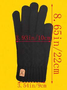 1 双男女童防风防寒加厚绒面保暖双层手套，冬季户外运动触屏绒面防寒羊毛针织滑雪手套（适合 8-16 岁儿童）