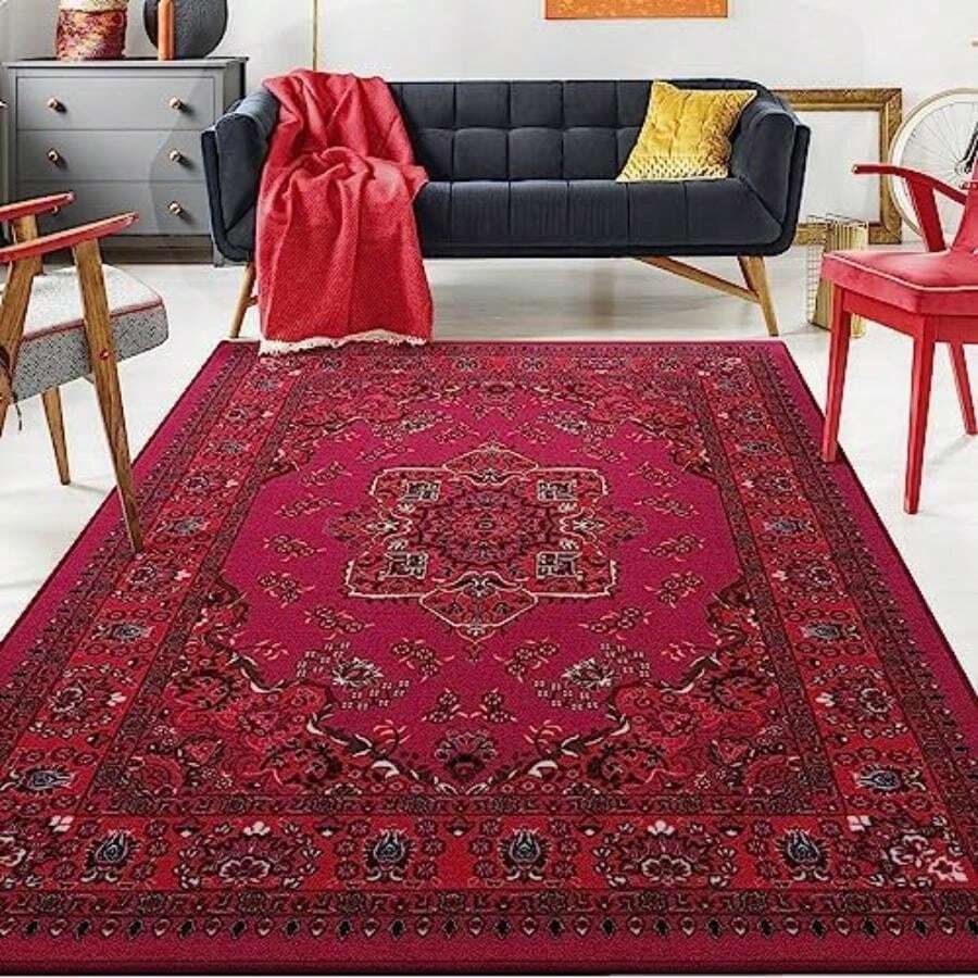 Antep Rugs Alfombras Oriental - Alfombras tradicionales antideslizantes de 2 x 4 pulgadas (antideslizantes) de perfil bajo con respaldo de goma para cocina (verde, 2 pies 3 pulgadas x 4 pies)(91.4 cm x 1.52 ms Rosado) - Tipo 3 - Ver 1