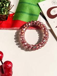 5pcs/3pcs Christmas Colorful Telephone Wire Hair Scrunchies, Soft Elastic Hair Ties For Ponytail, High Elasticity Hair Accessories Suitable For Christmas And Daily Use ,Ponytail Holders ,Hair Elastics ,Hair Rubber Bands ,Hair Rope