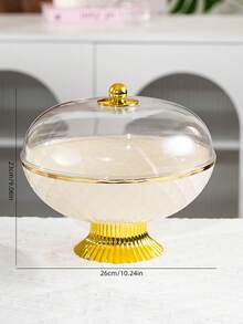 1pc Plastic PET Material Drainage High Foot Tray With Dust Cover, Unbreakable And Reusable Fruit/Dessert/Snack/Cake Display Tray, Suitable For Various Festivals, Weddings, Parties And Events - Round-gold High Feet - View 13