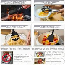 44-Piece Silicone And Stainless Steel Nonstick Cookware Set With Ergonomic Black/Yellow Non-Slip Handles - Complete Kitchen Utensil Collection For Baking, Grating, Slicing, Mixing, Serving - Dishwasher , Space-Saving Design (Induction Compatible), Small Cookware, Kitchen Utensil Set, Kitchen Cookware - Black - View 4