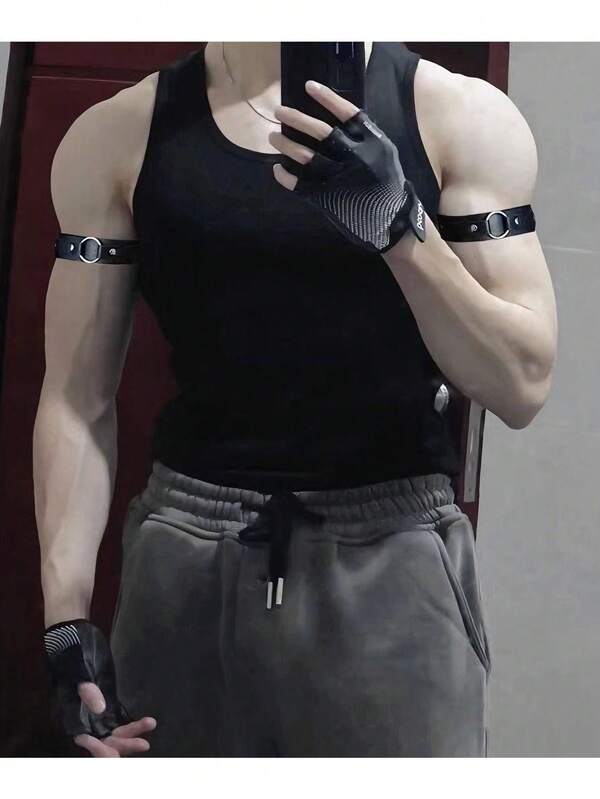 Men's Arms Harness Belt 2 PCS, Men Sexy PU Leather Armband, Men's Leather Harness Buckle Body Harness, Punk Adjustable Straps Nightclub Clubwear Costume Cosplay Rave