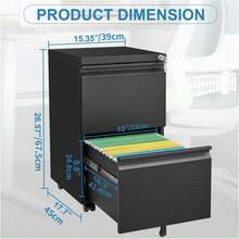 Mobile Metal Filing Cabinet With 2 Drawers And Lock, Steel Under-Desk Filing Cabinet, 25.6 Inches Tall, Legal/Letter Size Filing Cabinet, White