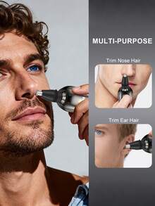 男士电动剃须刀，带修剪器，旋转式设计，USB接口，数字显示屏，自由设计，可更换刀头，适用于修剪胡须、小胡子、颈部和下颌线——理想的男士理容礼品 - 彩色 - 查看 11
