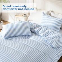 FTwin Duvet Cover Set, 2 Pieces Soft Bedding Set, Breathable And Cooling,Includes 1 Duvet Cover, 1 Pillow Case (Blue Stripe, FTwin){Inchcolor_nameinch:InchBlueStripeinch,Inchsize_nameinch:InchFTwininch} - 藍條紋 - 查看 3