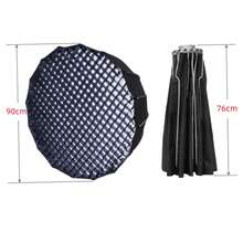 Softbox profundo parabólico de 16 costillas de liberación rápida de 90cm y 120cm + rejilla de panal con soporte Bowens para lámpara de Flash de estudio fotográfico - 90 cm - Ver 4