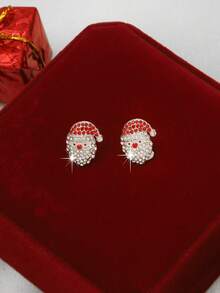 1 Pair Rhinestone Santa Claus Earrings, Fashionable Jewelry For Women, Suitable For Holiday Parties - Multicolor - View 4