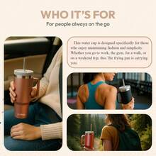 40 Oz Stainless Steel Tumbler With Handle, Vacuum Insulated Tumblers Bulk, Reusable Double Wall Travel Coffee Mug, Durable Powder Coated Water Bottle (Black, 1) - 黑色 - 查看 6