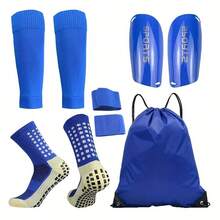 5 件套足球包足球袜青少年男士运动防滑袜足球腿套护胫板足球训练护腿板足球护腿固定带，非常适合作为圣诞节礼物送给热爱足球等户外运动的家人和朋友 - 彩色 - 查看 17
