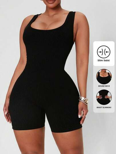 Mono de punto acanalado con cuello de pico talla grande