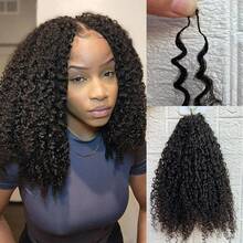 DHuman Crochet Afro Hair Kinky Curly Pre Separated Feather Extensions Knotl Micro Ring Loop Soft Hair Bundles Crochet With String For Twist Braids 20Inch 120g 100Strands - 120g100Sợi - Xem 8