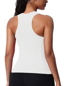 Training Racerback Tank Gym Wear Medium Impact Running Workout Quick Dry Moisture Wicking Cool Feeling - trắng - Xem 5