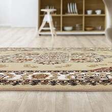 Antep Rugs Alfombras Oriental - Alfombras tradicionales antideslizantes de 2 x 4 pulgadas (antideslizantes) de perfil bajo con respaldo de goma para cocina (verde, 2 pies 3 pulgadas x 4 pies)(5' x 7' Beige) - Tipo 36 - Ver 6