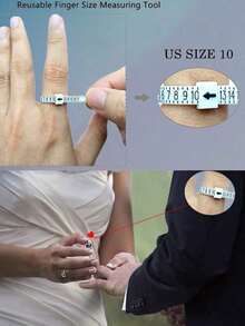 1pc White Soft Ring Sizer, Measuring Tool For Ring Size, Jewelry Measuring Tape - 白色 - 查看 10