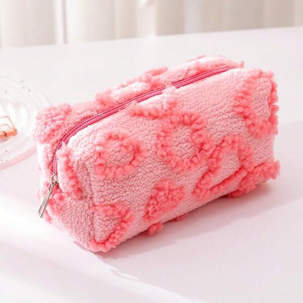 Cute Lamb Wool Cosmetic Bag, Convenient Travel Makeup Bag, High-Quality Portable Travel Organizer, Adorable Large Capacity Makeup Bag