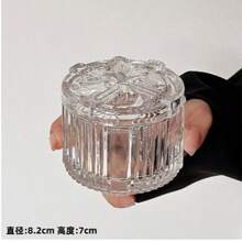 1 件奢华、复古、高端玻璃化妆品展示托盘，皇冠形浮雕复古水晶容器，咖啡玻璃糖果储物罐，密封罐，适用于假日海滩、浴室收藏、卧室收藏，大容量 - 彩色 - 查看 19