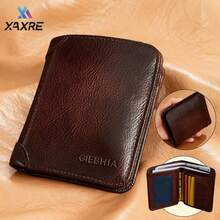 XAXRE 男士顶级真皮三折钱包，带身份证窗口，RFID 防盗刷，大容量，翻盖式身份证夹层 - 浪漫情人节男士礼物 - 真皮材质 - 适合日常使用 - 父亲节及商务人士的完美礼物