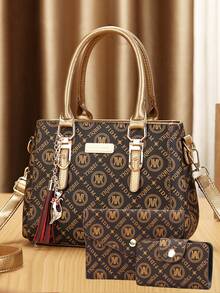 新款时尚高端印花母女包三件套女士手提包 - 彩色 - 查看 1