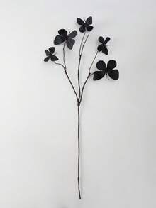 MEHELANY 2支2.5英尺黑色仿真花，逼真蝴蝶枝，长茎仿真蝴蝶，适合秋季餐桌装饰、万圣节、婚礼、派对、户外花园装饰、DIY花环、桌面摆件、家居装饰、感恩节装饰、秋季派对装饰、仿真花、秋季花环 - 黑色 - 查看 7