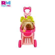 Juguete Carriola Capibara De Peluche Electrónico Para Niñas, Mascotita de Peluche con Accesorios - Marrón - Ver 2