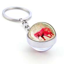 1PC Vintage Elephant Themed Glass Sphere Keychain, Multiple Elephant Design Options With Metal Key Ring, Unique Animal-Inspired Accessory For Elephant Lovers As A Gift Or Daily Use - Silver - View 4