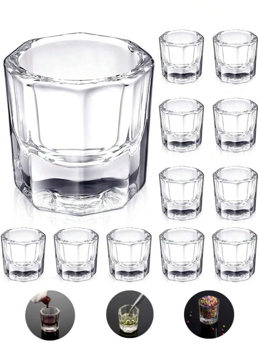 Godete de vidrio para uñas, vasito para monomero acrilico y gel godete Elegante para Mezclar Geles, Pigmentos y Líquidos Acrílicos - transparente - Ver 1