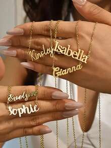 [Customized]1pc Women's Fashion Pendant Necklace Personalized English Name In A Variety Of Fonts To Choose From. Exquisite Jewelry. Give It To Family, Lovers, Friends For Holidays, Birthdays, Weddings, Graduations, And Anniversaries. - Multicolor - View 5