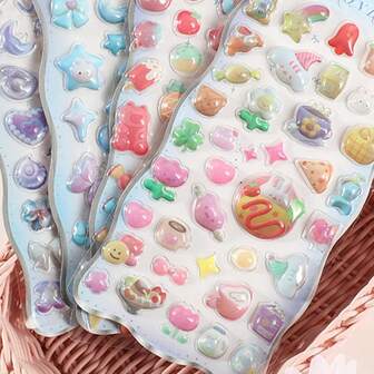 Pegatinas de cristal con relieve 3D, juguetes decorativos lindos para niñas y niños