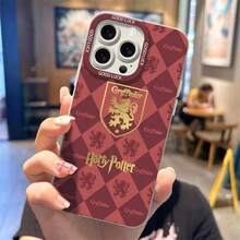 Warner Bros 1pc Harry Potter Wizarding School Series Phone Case, Classic Argyle Pattern + Gold-Plated Emblem, 4 Camera Cutouts, Wear-Resistant & Anti-Drop, Illuminates Daily Use & Collecting Fun