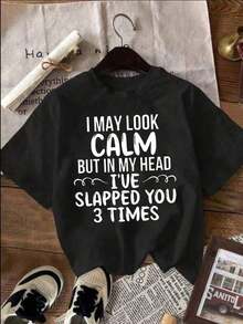 Slogan Graphic Tee - Black - View 6
